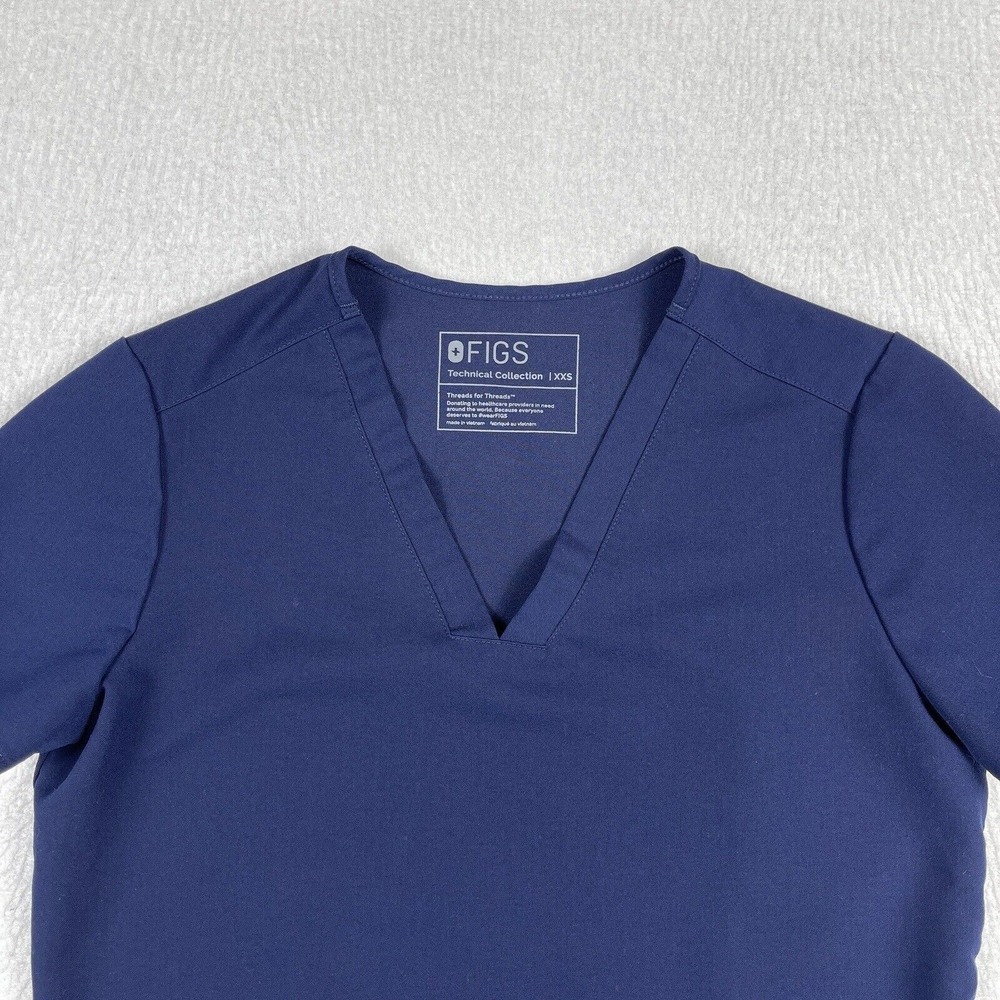 Figs Scrub Shirt‎ Womens XXS Blue Casma 3 Pocket Top RN Nurse Healthcare FW1100 - Picture 3 of 12